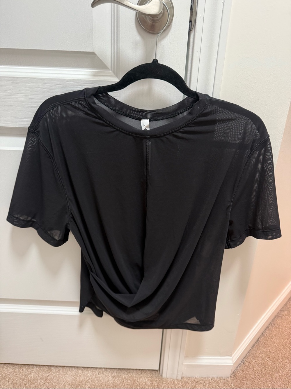 Lululemon Black Women's Short Sleeve Draped Mesh Top